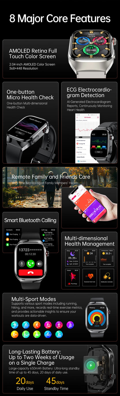 XIAOMI Health Smart Watch - ECG PPG Blood Pressure Oxygen Monitor with Bluetooth Call