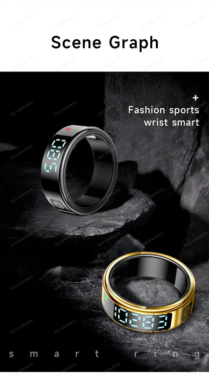 R12 Smart Ring - Display Screen, Wireless Charging, Health Tracker, Waterproof