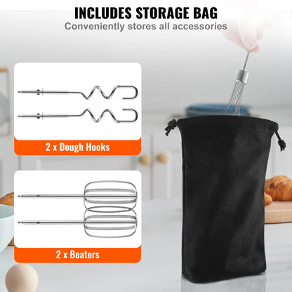 VEVOR Cordless Electric Hand Mixer - Variable Speed Rechargeable Baking Mixer