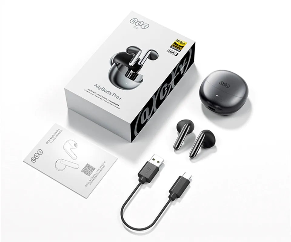 QCY HT10 AilyBuds Pro+ ANC Wireless Earphone Hi-Res Audio with LDAC Bluetooth 5.3 Earbuds 6 Mic AI HD Call Multipoint Connection