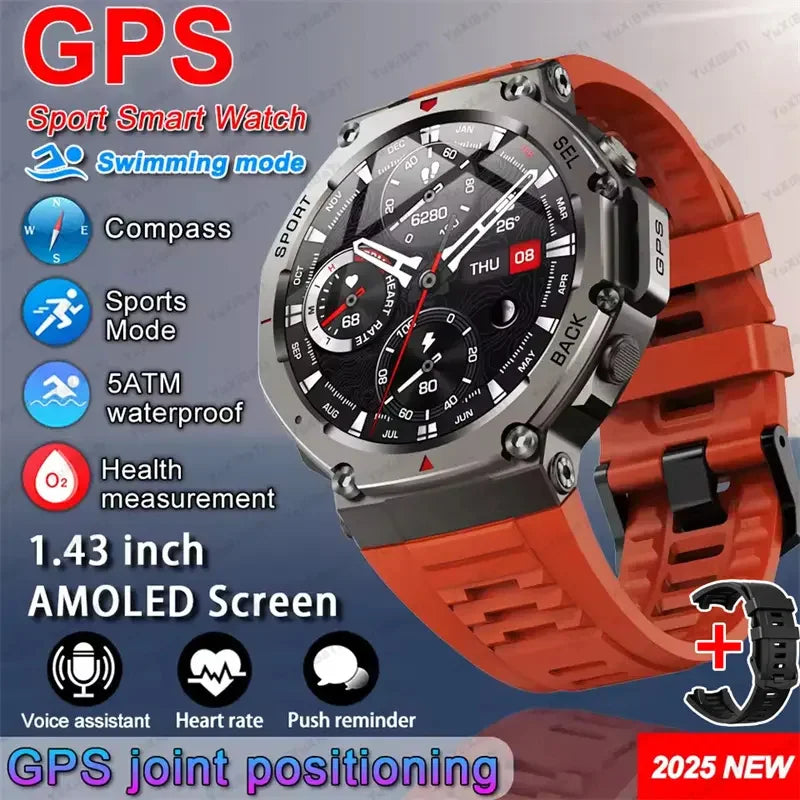 T-Rex 3 GPS Smart Watch - 10ATM Waterproof Dual-band GNSS Military Smartwatch