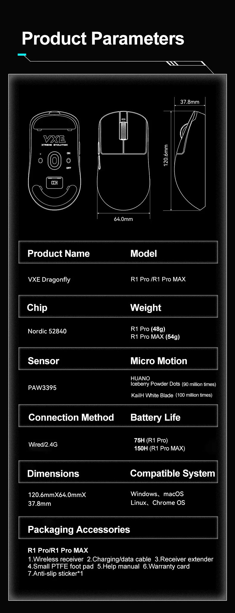 ATK VXE R1 Pro MAX Dragonfly R1 E-sports Gaming Mouse Rechargeable PAW3395 Lightweight Ergonomic 2.4G Wireless Mouse