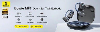 Baseus Eli 10i Open-Ear Bluetooth 5.4 Earphones - IP54 Waterproof Sports Earbuds