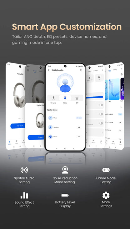 HAYLOU S40 ANC Wireless Headphones - 50dB ANC, Hi-Res LDAC, 3D Spatial Audio
