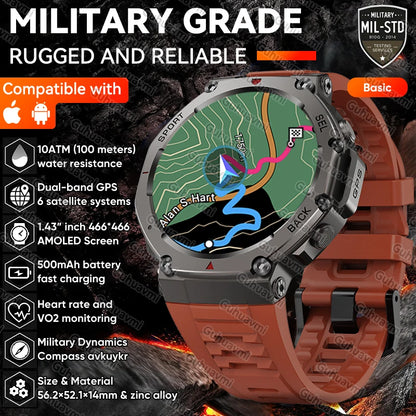 T-Rex 3 Pro Military GPS Smartwatch - 10ATM, 500mAh, Dual-Band GPS