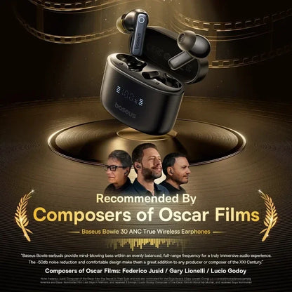 Baseus Bowie 30 Wireless Earphones 50dB Noise Reduction 65Hrs Long Playtime Bluetooth 5.3 Earbuds 6 Mics AI Call Clear Big Bass