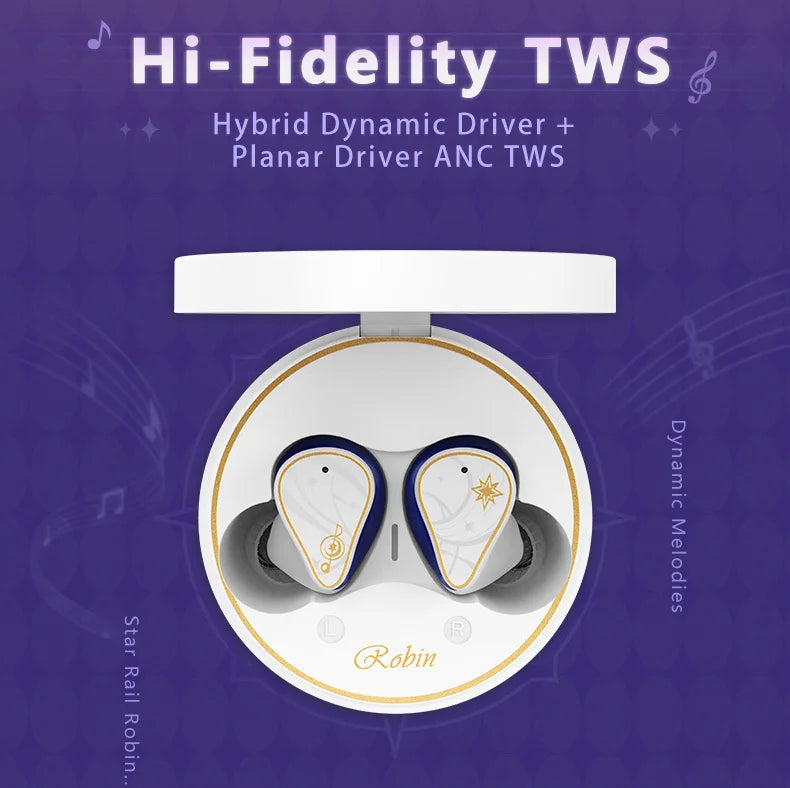 MOONDROP ROBIN Earphone Honkai Star Rail Robin's Earphones TWS Hybrid Dynamic Driver + Planar Driver ANC TWS Earphones