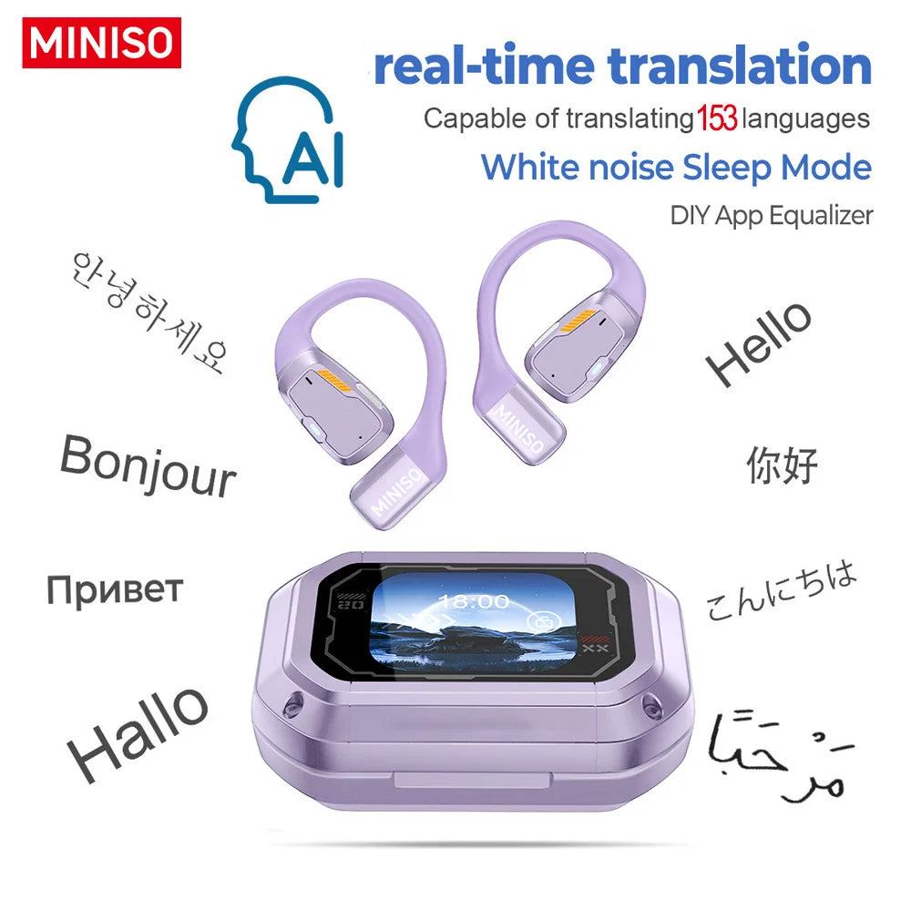 [AI Translator] MINISO M98 Wireless Headphones OWS Sports Bluetooth Earphones Gaming Headset ASMR APP Translation Earbuds IPX5