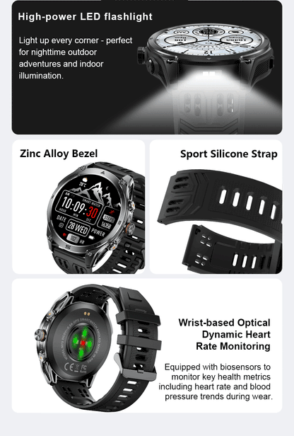 Military GPS Smartwatch - Dual-Band GNSS, 10ATM, Compass, Altimeter