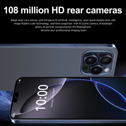 I16 Pro Max 2026 New HOT 6.8inch HD Global Edition Original Smart Dual Card 6800mAh Battery Facial Recognition Function