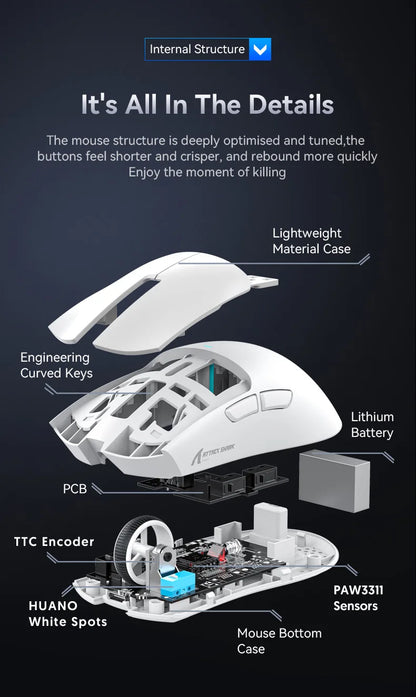 Attack Shark X11SE X11 PAW3311 Bluetooth Mouse, Triple Mode Connectivity, Touch Magnetic Charging Dock, Ultra-Light Gaming Mouse