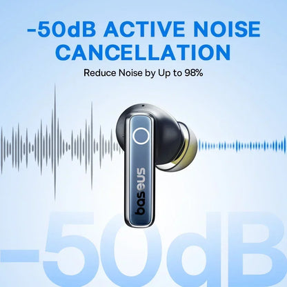 Baseus Bowie 30 Wireless Earphones 50dB Noise Reduction 65Hrs Long Playtime Bluetooth 5.3 Earbuds 6 Mics AI Call Clear Big Bass