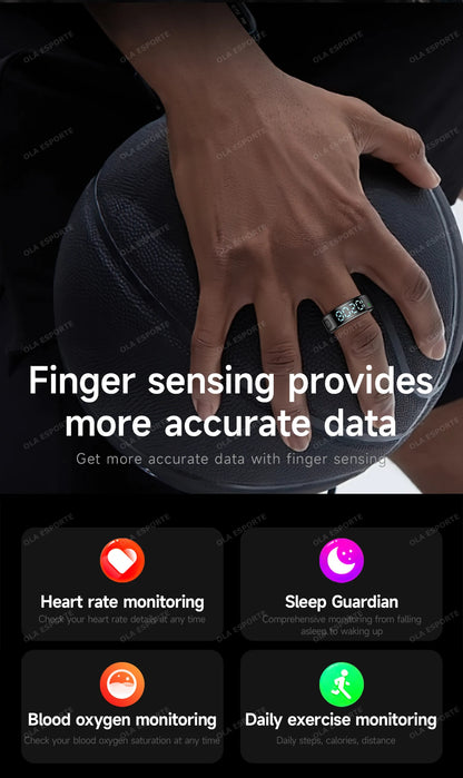 R12 Smart Ring - Display Screen, Wireless Charging, Health Tracker, Waterproof