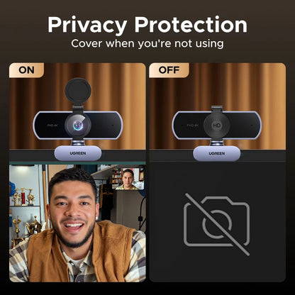 UGREEN 4K FHD 1080P Webcam 8MP for PC, PDAF Auto Focus, Dual AI Noise-Cancelling Mics, Web cam Camera for Zoom/Teams/Google Meet