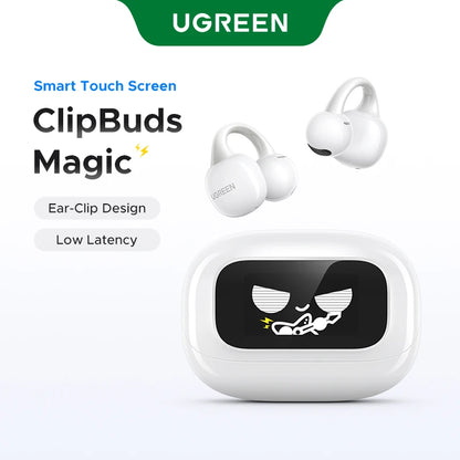 UGREEN ClipBuds Magic LCD Screen TWS Earphones - 52dB ANC Bluetooth Earbuds