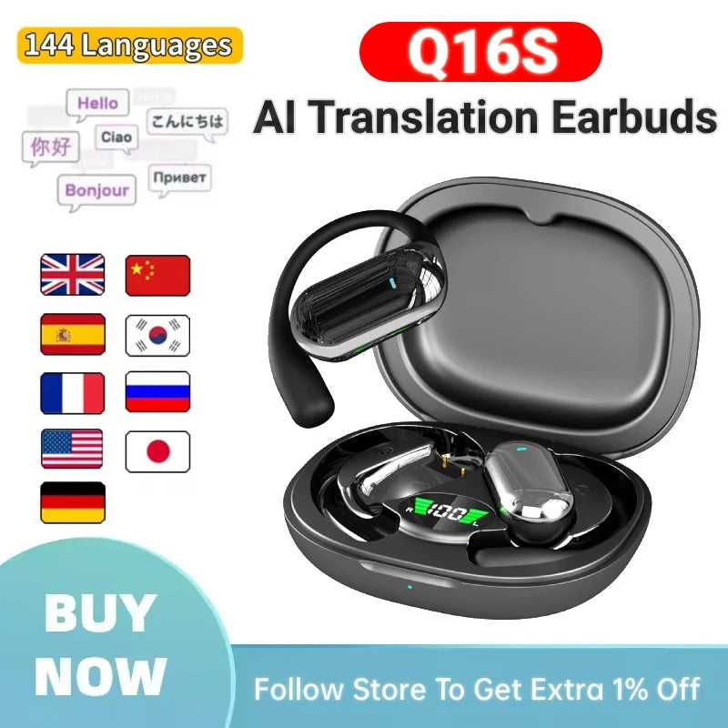 AI Translator Earbuds - 144 Languages Real-Time Translation