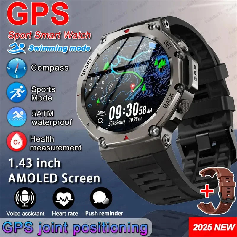 T-Rex 3 GPS Smart Watch - 10ATM Waterproof Dual-band GNSS Military Smartwatch