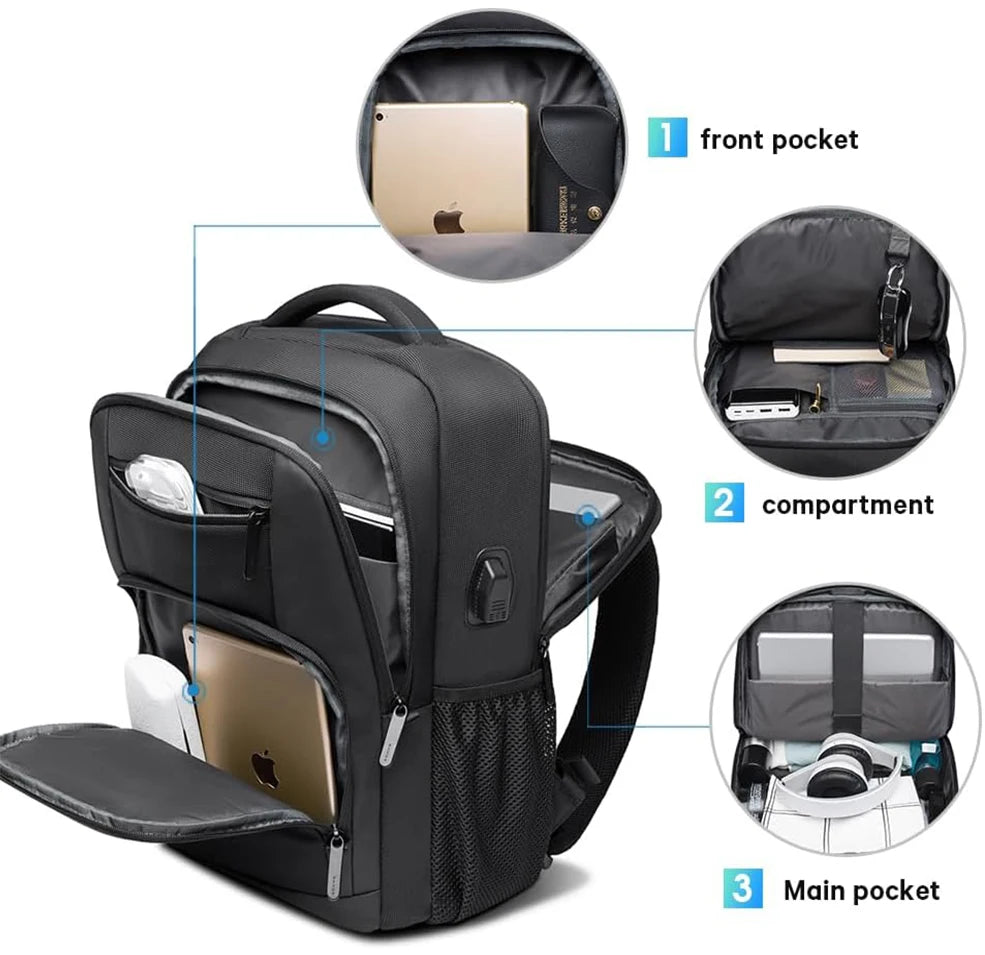 BANGE Waterproof Laptop Backpack with USB Port - 15.6 Inch