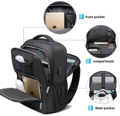 BANGE Waterproof Laptop Backpack with USB Port - 15.6 Inch