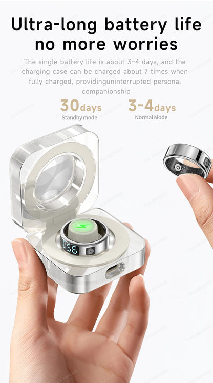 R12 Smart Ring - Display Screen, Wireless Charging, Health Tracker, Waterproof