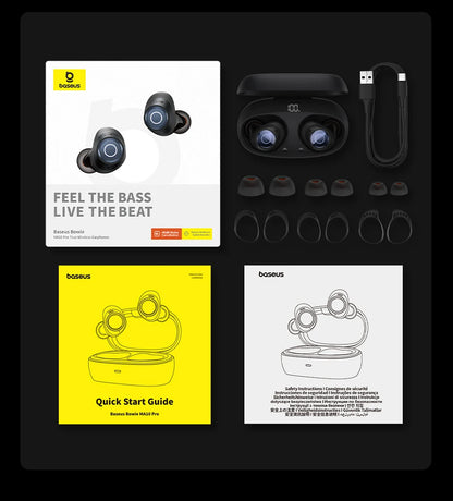Baseus Bowie MA10 Pro ANC Wireless Earphones 48dB Hybrid ANC Bluetooth 5.3 Earbuds IPX6 Waterproof 4-Mics ENC Sports Headphones