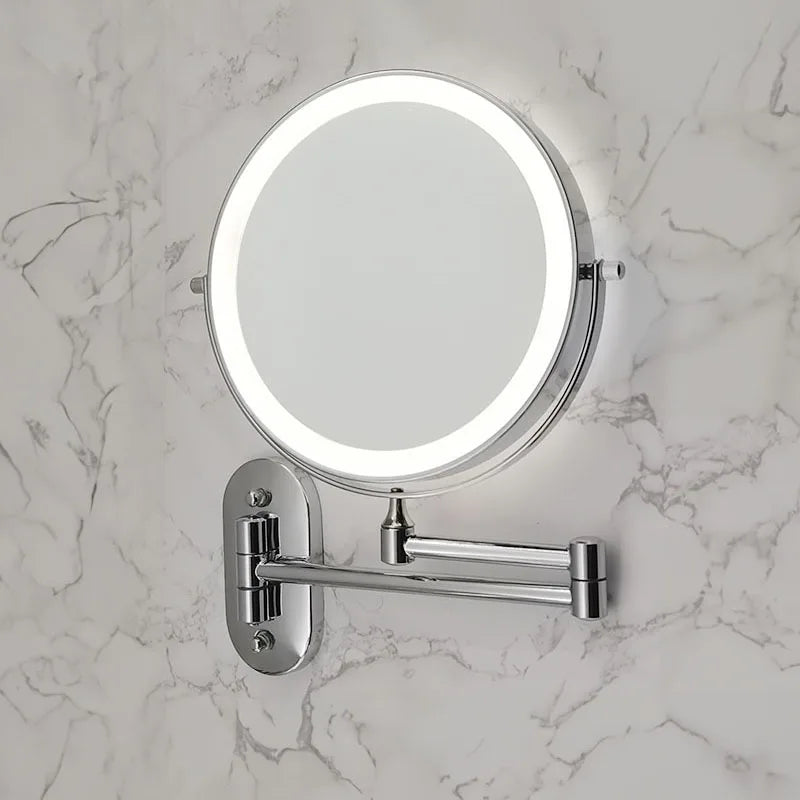 LED Wall Mount Makeup Mirror with Magnification & Dimming