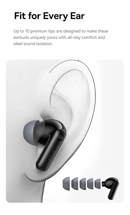 Baseus EP10 Pro ANC Earbuds Wireless Bluetooth 6.0 Earphones 50dB Realtime Adaptive Headphones 6 Mic Hi-Res LDAC IP55  Ear buds