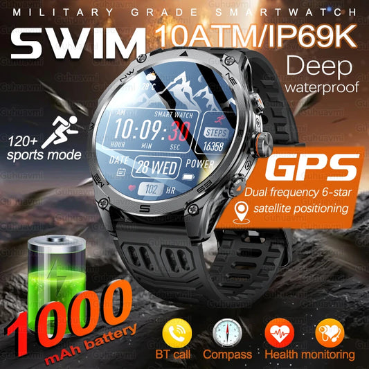 Men's GPS Smartwatch - 1.75" AMOLED, 10ATM, 1000mAh Battery
