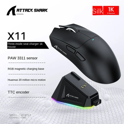 Attack Shark X11SE X11 PAW3311 Bluetooth Mouse, Triple Mode Connectivity, Touch Magnetic Charging Dock, Ultra-Light Gaming Mouse