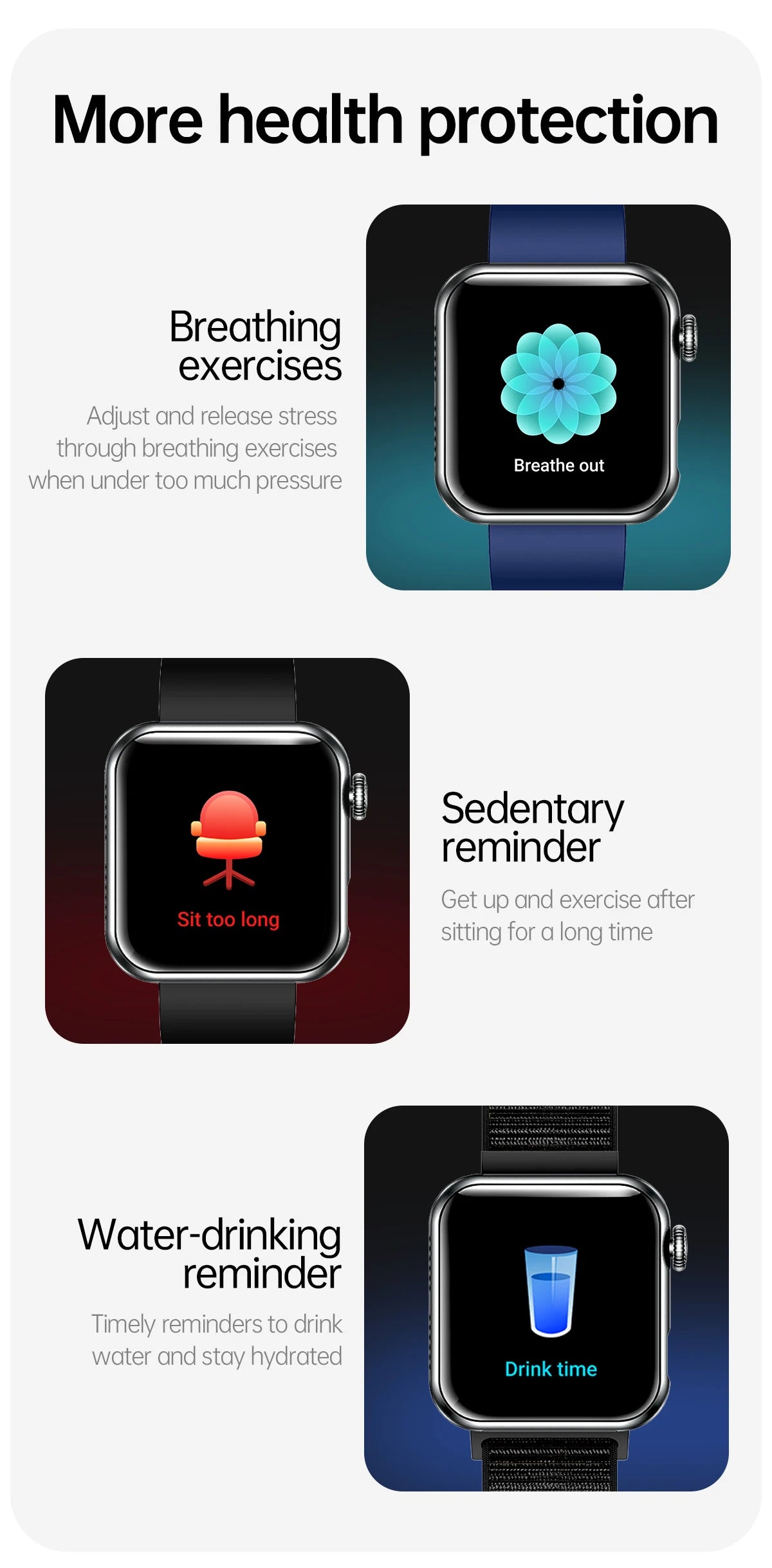 AI Smart Watch - HRV+PPG Blood Pressure Monitor, IP68 Waterproof