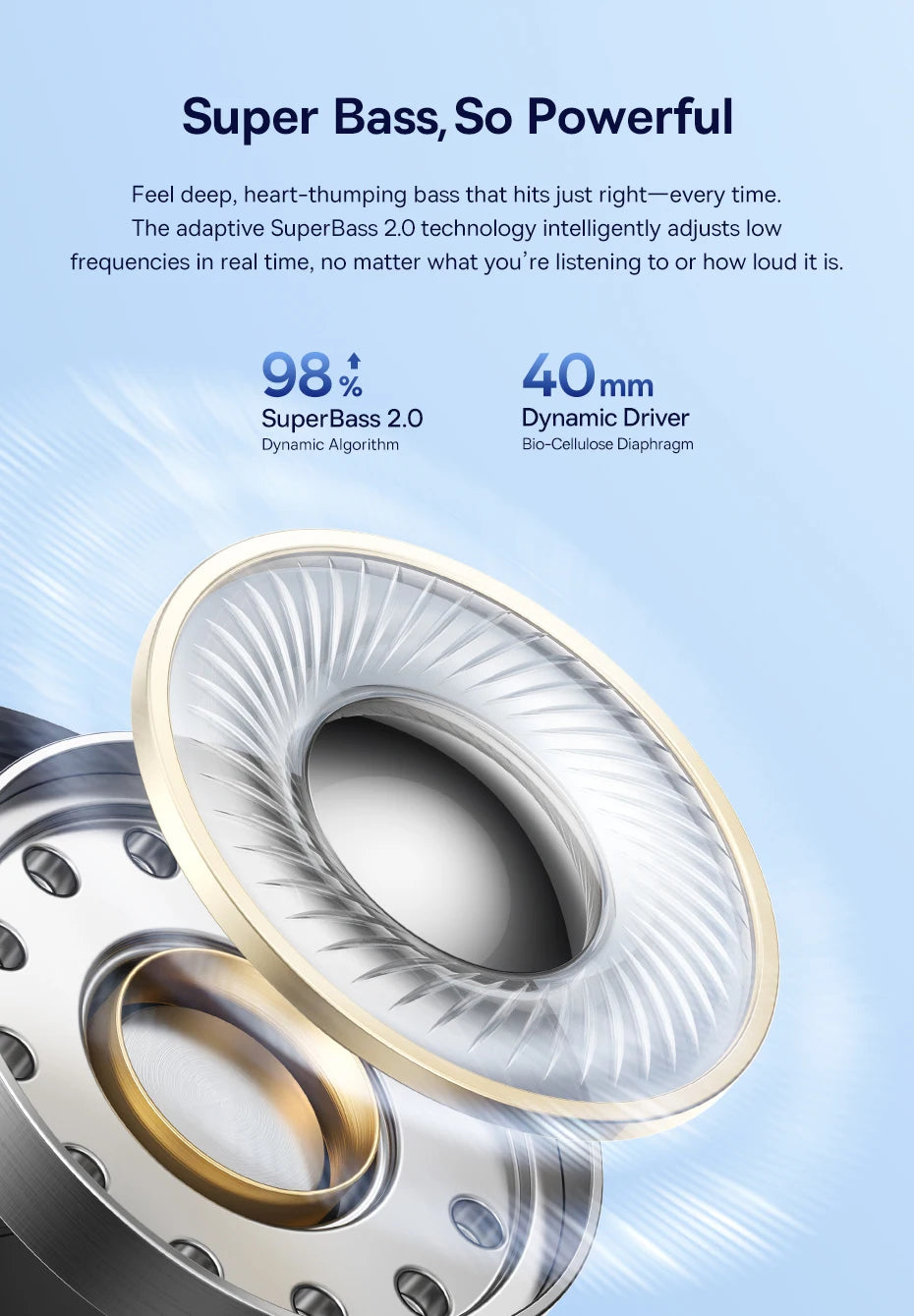 Baseus Bowie H1s Wireless Headphones - 46dB ANC, Hi-Res Spatial Audio, 120H