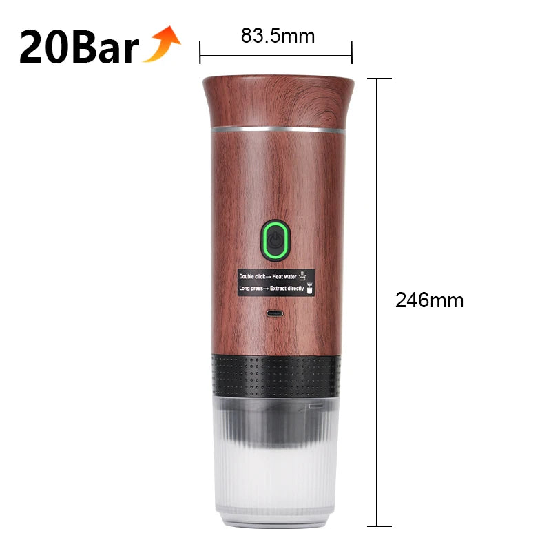 Portable Electric Espresso Maker - 3-in-1 Wireless Coffee Machine for Car Travel