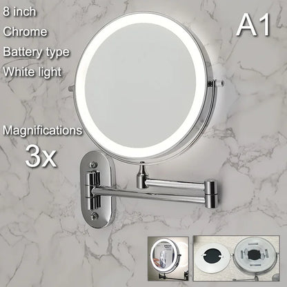 LED Wall Mount Makeup Mirror with Magnification & Dimming