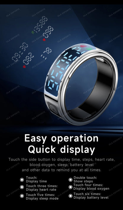 R12 Smart Ring - Display Screen, Wireless Charging, Health Tracker, Waterproof