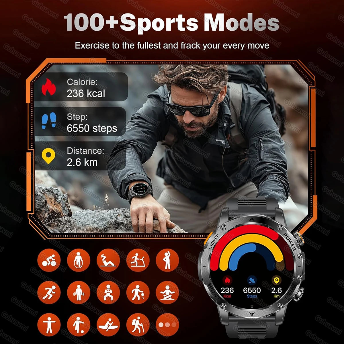 T-Rex 3 Ultra Smartwatch - 1000mAh Battery, 5ATM Waterproof, Heart Rate Monitor