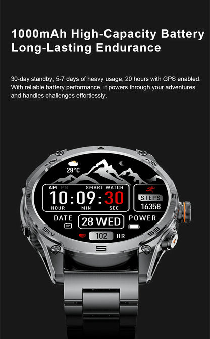 Men's GPS Smartwatch - 1.75" AMOLED, 10ATM, 1000mAh Battery