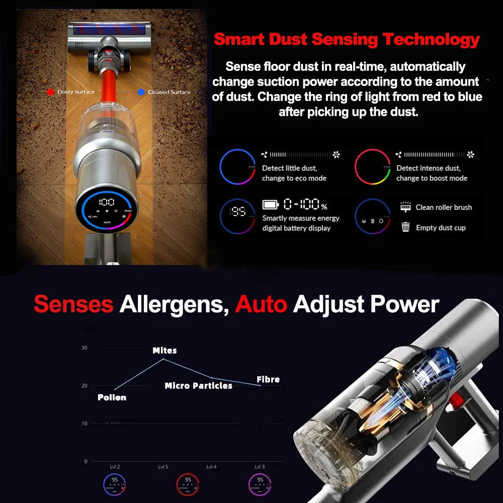 ABIR VC205 27000PA Smart Cordless Vacuum with Touch Screen