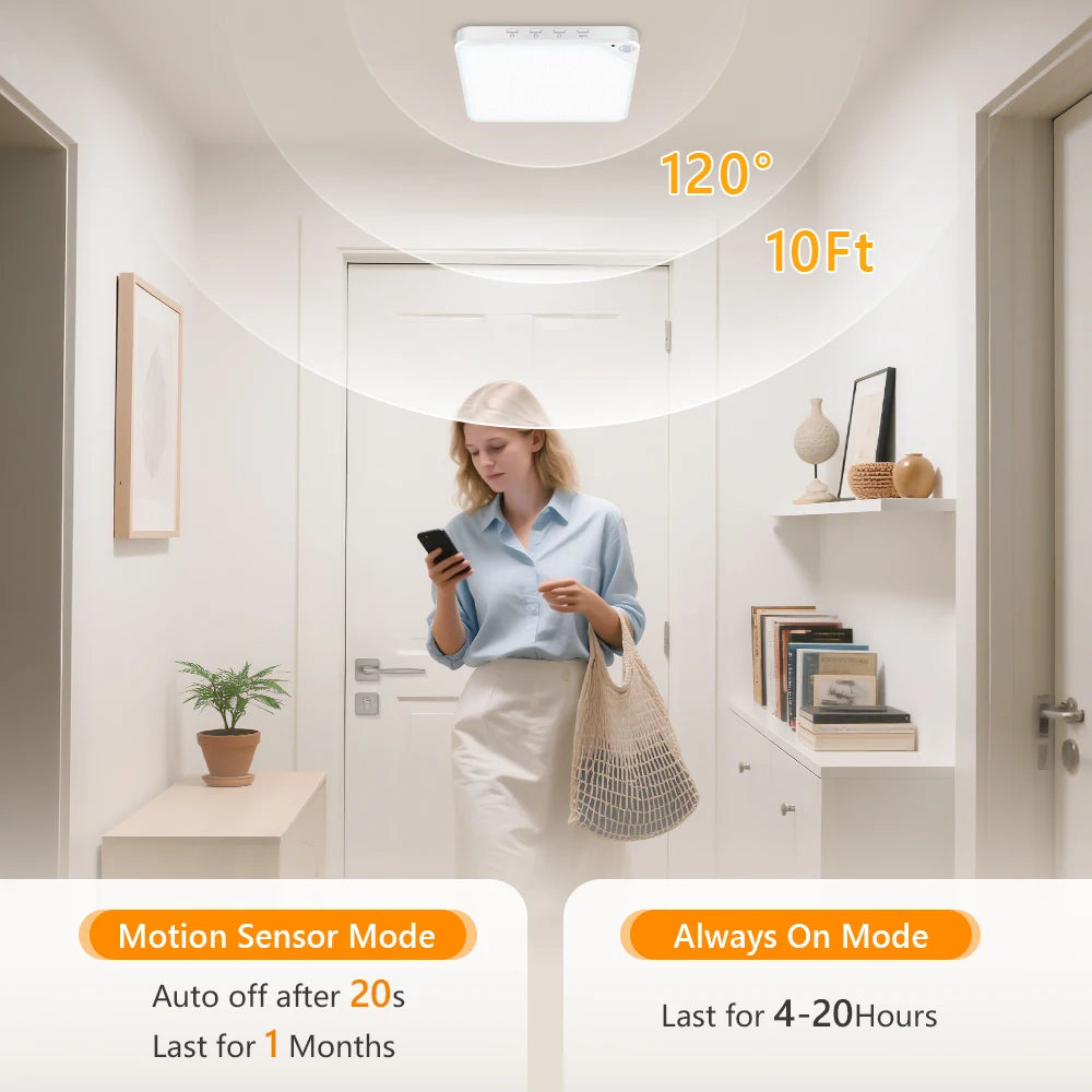 WILLED 8W Rechargeable Motion Sensor Ceiling Light with Remote 5000mAh battery Magnetic LED for Shower Garage Hallway Closet