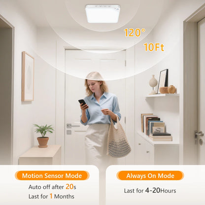 WILLED 8W Rechargeable Motion Sensor Ceiling Light with Remote 5000mAh battery Magnetic LED for Shower Garage Hallway Closet