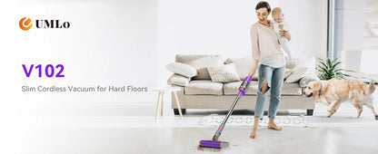 UMLO V102 Cordless Vacuum Cleaner - Brushless Motor Stick Vacuum for Pet Hair