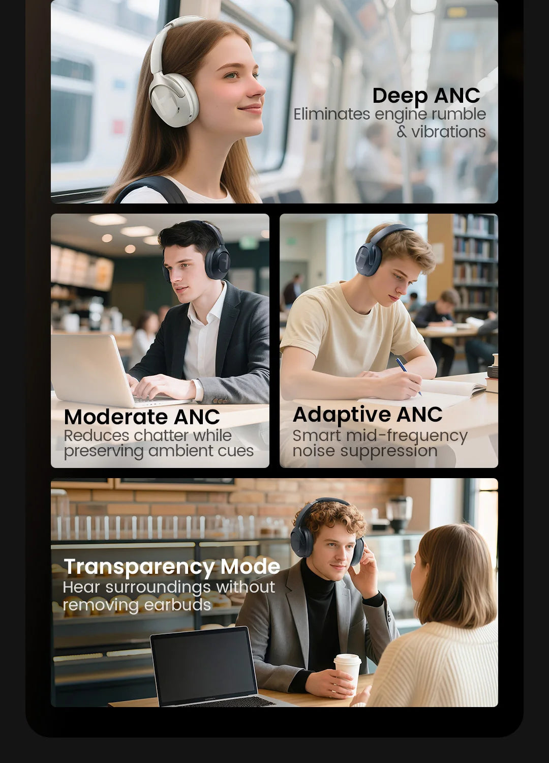 HAYLOU S40 ANC Headphones - 50dB Noise Canceling, Hi-Res Audio, Bluetooth 6.0