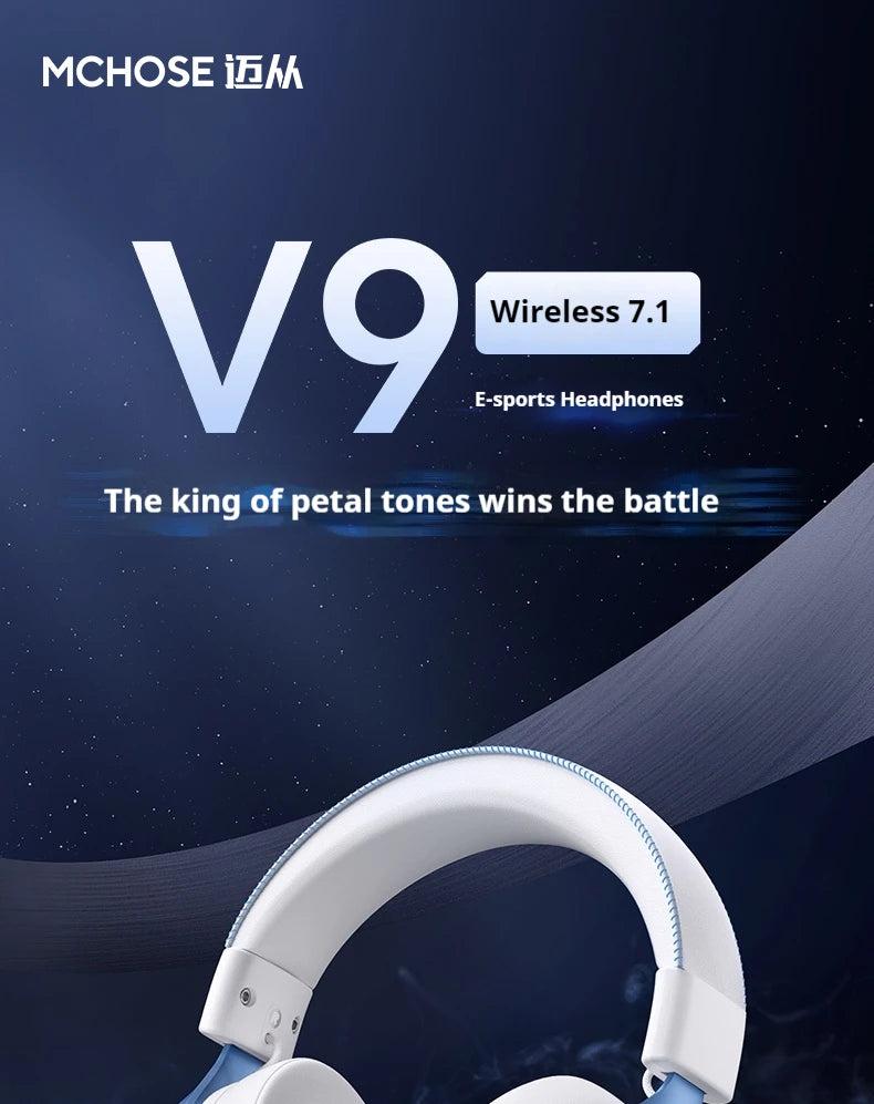 MCHOSE V9 pro Wireless Bluetooth Headset with Three Mode Microphone Noise Reduction Dynamic Sound Low Delay Office And Gaming