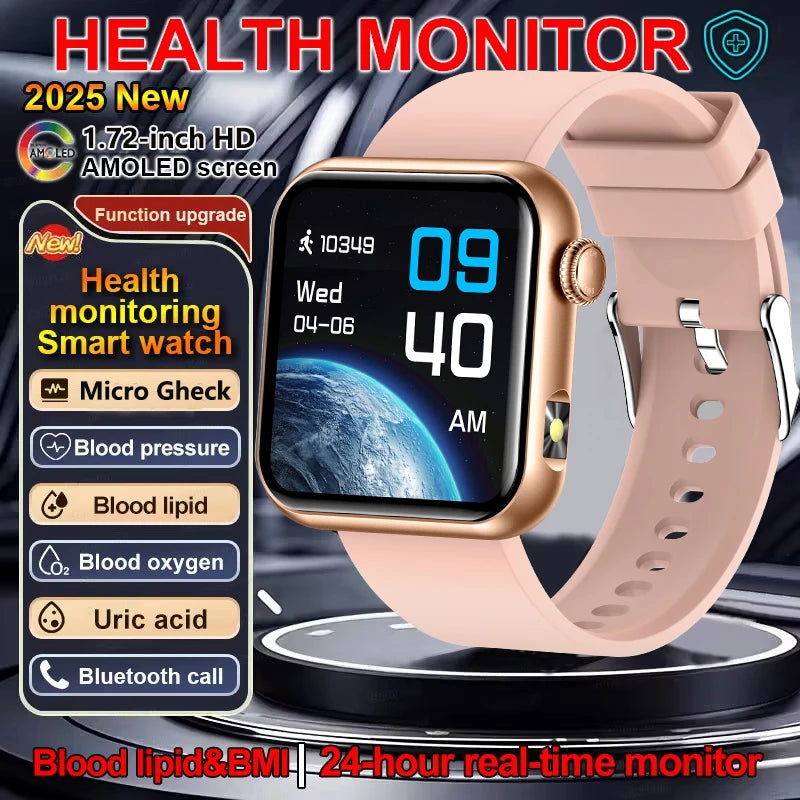 AI Smart Watch - HRV+PPG Blood Pressure Monitor, IP68 Waterproof