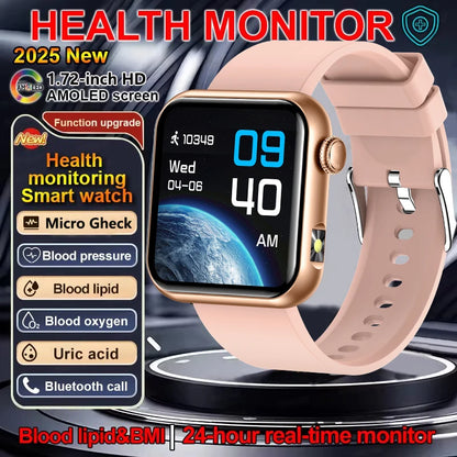 AI Smart Watch - HRV+PPG Blood Pressure Monitor, IP68 Waterproof