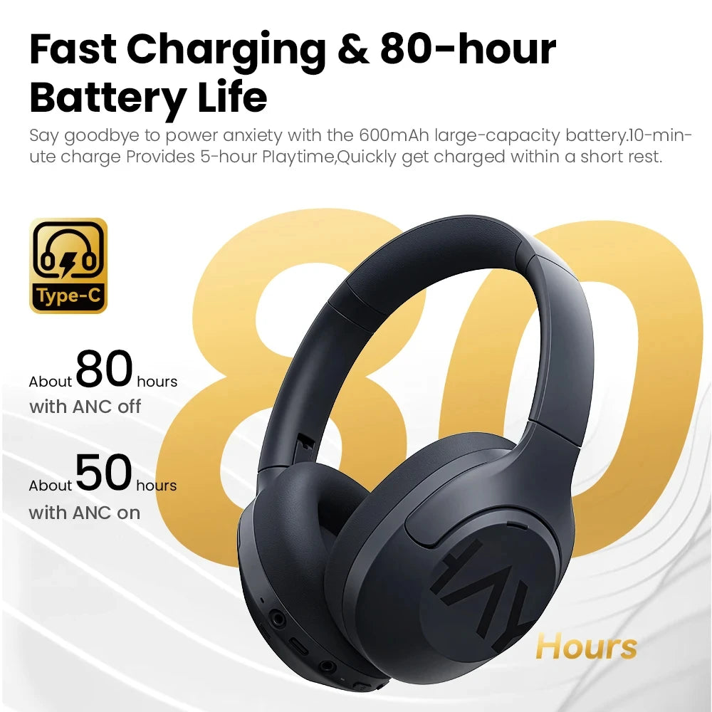 HAYLOU S30 Bluetooth 5.4 Headphones - 43dB ANC, 80H Playtime