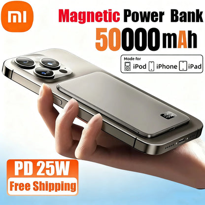 Xiaomi 500000mAh Portable Magnetic Wireless Power Bank PD22.5W Fast Charging External Battery for Magsafe For iPhone Samsung