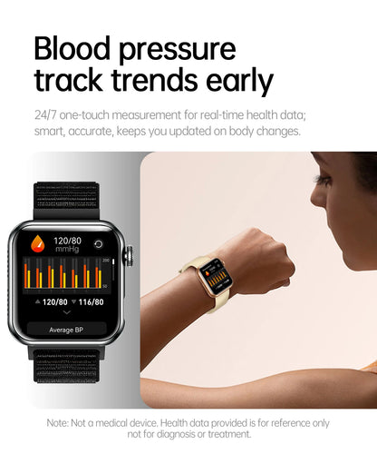 AI Smart Watch - HRV+PPG Blood Pressure Monitor, IP68 Waterproof