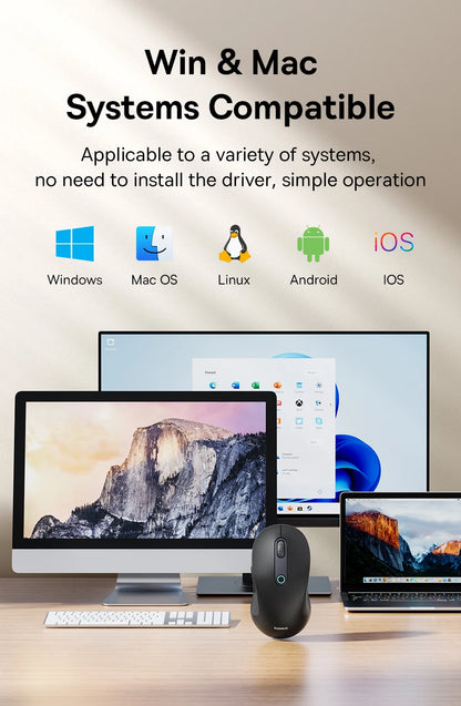 Baseus F02 Wireless Mouse Bluetooth 5.2 2.4G 4000DPI Ergonomic 7 Mute Buttons Mice for iPad MacBook Tablet Laptop Computer Mouse