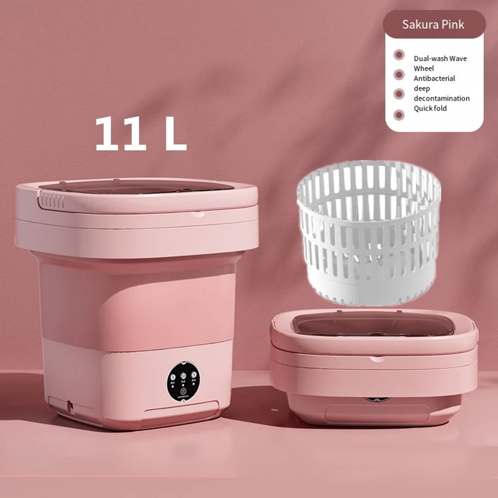 Portable Folding Washing Machine 6L 11L - Mini Ultrasonic Washer Spin Dryer