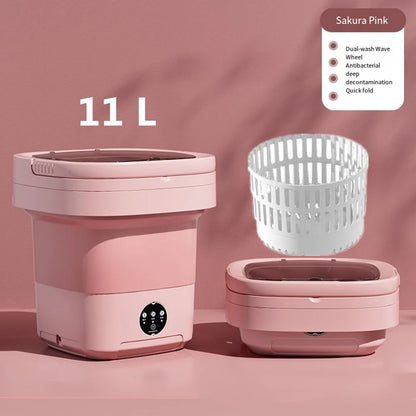 Portable Folding Washing Machine 6L 11L - Mini Ultrasonic Washer Spin Dryer